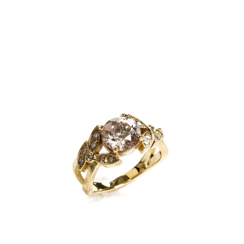 Designer Womens 14K Yellow Gold Diamond Ring Size 8 7.3g
